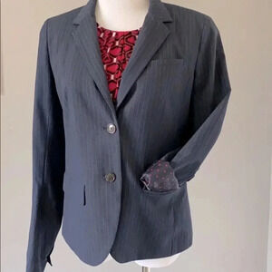Gap Navy Blue Striped Blazer With Polka Dot Lining Women’s Size 8